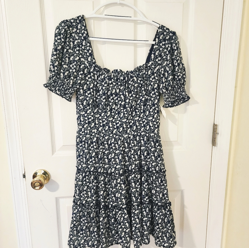 Altar'd State Navy & WhiteFloral Print Women's Dress - Medium NWT